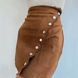 Daiiibabyyy Women's Sexy Spicy Girl Suede Skirt New Fashion Hot Selling Single Breasted Buttocks Wrapped Short Skirt Vintage Gothic Harajuku