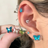 Daiiibabyyy  Small Butterfly Zircon Stud Earrings Women Girls Y2K Cute Exquisite Shiny Crystal Personality Fashion Ear Jewelry Accessories