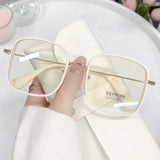 DAIIIBABYYY  -  Large Square Frame Woman Glasses Ins Girl Fashion Transparent Reading Glass High-definition Anti-blue Light Computer Eyeglass
