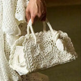 Daiiibabyyy  Hot French Minimalist Handmade Woven Bag Women Daily Casual Commute Single Shoulder Bag Small Tote Bag
