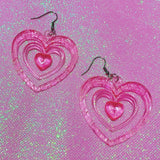 Daiiibabyyy  Y2K Earrings Pink Hollowout Heart Earrings Korean Fashion Kawaii Aesthetic Harajuku DIY Love Earrings for Women 2000s Jewelry
