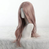 Daiiibabyyy  Long Wavy Pink Wigs With Bangs Synthetic Wigs for Women U-shaped lace Wig Suitable for Daily/Cosplay/Party/Lolita
