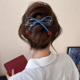 Daiiibabyyy  1PC Cute Cherry Blue Bow Hair Clips, Sweet Transparent Hair Claws, Fashionable Hair Accessories for Women and Girls
