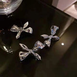 Daiiibabyyy  Exquisite Bowknot Clip Earrings for Women Fashion Irregular Metal Bow Earring No Ear Hole Ear Cuff Punk Fashion Jewelry Gift