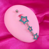 Daiiibabyyy  Egirl Body Piercing Blue Crystal Star Belly Button Rings Cute Korean Fashion Navel Piercing Sexy Accessories Y2K Body Jewelry