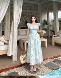 DAIIIBABYYY  -  French Floral Sweet Seaside Vacation Dress For Women Off The Shoulder Design Summer New Collection Waist Slimming Fairy Dresses
