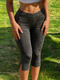 Daiiibabyyy  Summer Women Capri Pants High Waist Slim Fit Crop Pants Solid Color Ankle Pants Mid Low Rise Gingham Print 3/4 Pants with Side