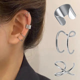 Daiiibabyyy  Vintage Y2K Punk Ear Clips Non Piercing Fake Earrings for Women Hip Hop Ear Rings Unisex Simple Clip Earring Jewelry Accessories