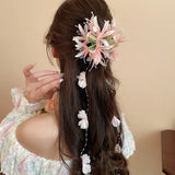 DAIIIBABYYY  -  Sweety Bohemia Hair Claw For Women Rhinestones Butterfly Flower Tassel Shark Gripper Summer Fairy Gauze Flower Hair Clip Hairpin