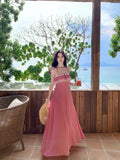 Daiiibabyyy  Summer Fashion New Women's Elegant Design Sense Beach Strap Long Dress Color Blocked Irregular Vacation Style Dress