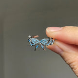 DAIIIBABYYY  -  Blue Butterfly Drip Oil Enamel Open Ring Women's Party Shining Jewelry The Best Gift for A Girlfriend