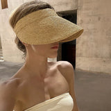 Daiiibabyyy Knit Soild Summer Big Brim Sun Hat Ladies Women Girls Fashion Designer Bucket Street Cap