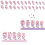 DAIIIBABYYYY  -  24pcs Ins 3D Fake Nail Patches Y2k Cool Girl Almond Press on Nail Full Cover Wearable European Geometry Printed False Nail Tips