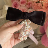 DAIIIBABYYY  -  Fashion Beaded Bow Telephone Wire Hairband Ponytail Braid Elastic Spiral Rubber Band Simple Hair Ties For Girls Hair Accessories