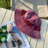 DAIIIBABYYY  -  Cute Bear Cowboy Hats Women Japanese Drawstring Bucket Hat Spring and Summer Outdoor Sunscreen Camping Mountaineering Sun Cap