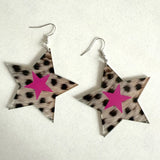 Daiiibabyyy  Y2K Jewelry Pink Leopard Print Star Earrings Women Punk Fashion Charm Striped Leopard Print Acrylic Earrings Gothic Accessories