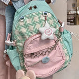Daiiibabyyy  Detachable Ita Bag Dual-purpose All-match Elegant Fashion Early Antique Color Matching Check Shoulder Bags
