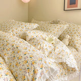 DAIIIBABYYY  -  French style pure cotton bed cover, four piece set on bed, 100 small floral all cotton duvet cover, bed sheet, lace style three