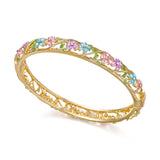 Daiiibabyyy  Elegant Flower Pattern Enamel Open Bracelet for Women Trendy Gold Plated Cloisonne Flowers Bangle Ring Charms Party Jewelry