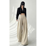 DAIIIBABYYY  -  Streetwear Wide Leg Pants Women Korean Black High Waist Suit Pants Summer Fashion Elegant Lace Up Straight Trousers New