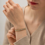 DAIIIBABYYY  -  Shiny Cubic Zirconia Stainless Steel Chain Bracelet PVD Plated Round Beads Heart Bracelet Bangles for Women High Quality Jewelry
