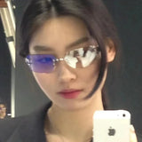 Daiiibabyyy  Y2K Stylish Rimless Sunglasses for Women Future Technology Sense Sun Glasses for Woman Korean Style Man Sun Glass