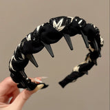 Daiiibabyyy  Elegant Brown Temperament Pleated Headbands for Woman Girls Fashion Toothed Non-slip Hair Hoops Fashion Girl Makeup Accessory