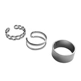 DAIIIBABYYY  -   Punk 3Pcs/set Fashion Design Round Silver Color Rings Set for Women Handmade Geometry Finger Ring Sets Female Jewelry Gift