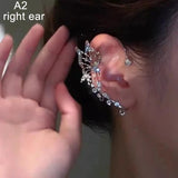 Daiiibabyyy  Sparkling Crystal Elf Butterfly Ear Cuff Without Piercing Clip Earrings Elegant Ear Clip For Women Exquisite Ear Cuff