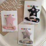 DAIIIBABYYY  -  2pc Cool Black Star Hair Side Clips Hairpin Crab for Girls Women Child Holiday Party Gift Hair Accessories Headwear Ornament