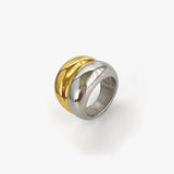 DAIIIBABYYY  -  Electroplated 18k Gold Ring For Men And Women Trendy Bright Metal Ring Fashionable Finger Decor Hoop Beach Jewelry Accessories