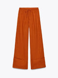 Daiiibabyyy  Casual Solid Shirt Pants Suit Women Fashion Lapel Single Breasted Loose Shirt Wide Leg Drawstring Trouser Spring Female Set