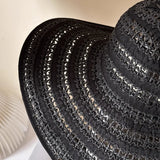 Daiiibabyyy  Oversized Brim Sunscreen Sun Hats Women Fashion Foldable Sense Beach Cap Sunshade UV Protection Hollow Designer Sense Straw Hat