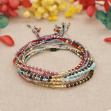 DAIIIBABYYY  -  Irregular Crystal Bracelet Colorful Beaded Waterproof Jewelry Handmade Gift for Women Teen Girl Adjustable Rope Chain Bracelets
