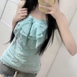 DAIIIBABYYY  -  Y2k Aesthetic Lace Patchwork Bodycon Tank Top Women Streetwear Embroidery Flower Camisole Harajuku Fairy Grunge Sweet Bow Vest