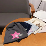 Daiiibabyyy  Trendy Solid Color Y2k College Style Embroidery Ear Protection Pile Hat Women Warm Cap Beanie Hat Korean Style Caps Letter Hat