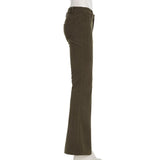 DAIIIBABYYY  -  Retro Corduroy Low Rise Pants y2k Streetwear Solid Slim-fitting Flared Pants for Women Korean Fashion Trousers Aesthetic