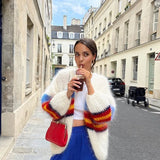 DAIIIBABYYY  -  Autumn Winter New Fashion Cardigan Jacket Contrast Striped Long Sleeved Knitted Sweater for Women's Casual Street Loose Sweater