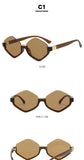 Daiiibabyyy  Retro Large Frame Polygonal Diamond Shaped Sunglasses for Women with A Sense of Luxury Bottom Half Frame Letter Sunglasses