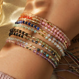 DAIIIBABYYY  -  Dainty Tiny Stone Beaded Chain Stack Gemstone Y2K Trendy Handcrafted Bracelets with Card Gifts Set for Women Men