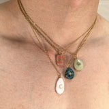 Daiiibabyyy  Natural Stone Inlaid With Gold Charm Pendants Summer coolness Necklace Stainless Steel Clavicle Chain Cool Fashion  Jewelry Gift