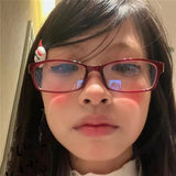 Daiiibabyyy  Y2K Fashion Eyewear for Women Girls Retro Square Narrow Frame Glasses Anti Blue Light Vintage Black Red Simple Eye Glasses