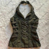 Daiiibabyyy  Button Harajuku Y2k Tank Top Stripe Graphic Print Punk Crop top Streetwear Rock Goth Vest Subculture Spicy Girls Sleeveless Tops