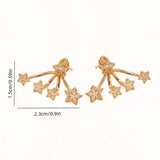 Daiiibabyyy  Exquisite Shiny Zircon Star Stud Earrings for Women Girls Luxury Crystal Geometric Pentagram Earrings Wedding Jewelry Gifts