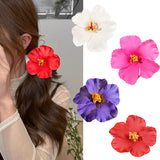 DAIIIBABYYY  -  2/4/6 pcs Hawaiian Flower Hair Clips for Women Artificial Floral Hibiscus Lily Barrettes Hairpin Accessories Vacation Beach Gift