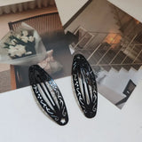 DAIIIBABYYY  -  4PC Set Cute Retro Black BB Hairpins Hollow Flower Hair Clips Simple Classical Design for Girls Hair Accessories Party Holiday O