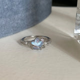 Daiiibabyyy  New Blue Planet Star Moon Rings for Women Zircon Rhinestone Pearl Open Finger Rings Sweet Party Y2K Jewelry 2000S Girls Gifts