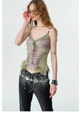DAIIIBABYYY  -  Mint Manbo Heavy Industry Lace Splicing Printed Glass Bead Strap