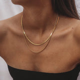 Daiiibabyyy Simple Stainless Steel Multi-layered Necklace for Women Street Punk Metal Flat Snake Chain Necklace Men Jewelry Gift