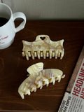 Daiiibabyyy  Vintage Beige Marbled Claw Clips Large Acetate Grab Clip Girls Nonslip Crab Hairpins Barrette Summer Hair Accessories for Women